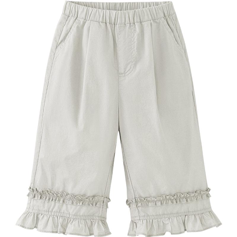 

Minibala Girls Summer Ruffle Cotton Straight-Leg Pants 120
