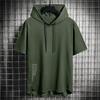 Men's Summer Hong Kong Style Trendy Solid Color Hooded Sweatshirt for Outdoor Sports and Leisure