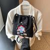 New nylon embroidered mobile phone bag fashionable versatile messenger bag simple drawstring canvas shoulder bag