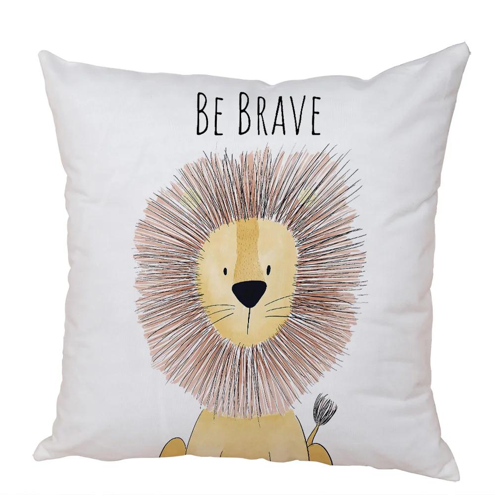 Nordic Zebra Hippo Giraffe Lion Crocodile Pillow Case Decor Animal Cushion Cover for Sofa Home Peach Skin Pillowcase 45x45cm
