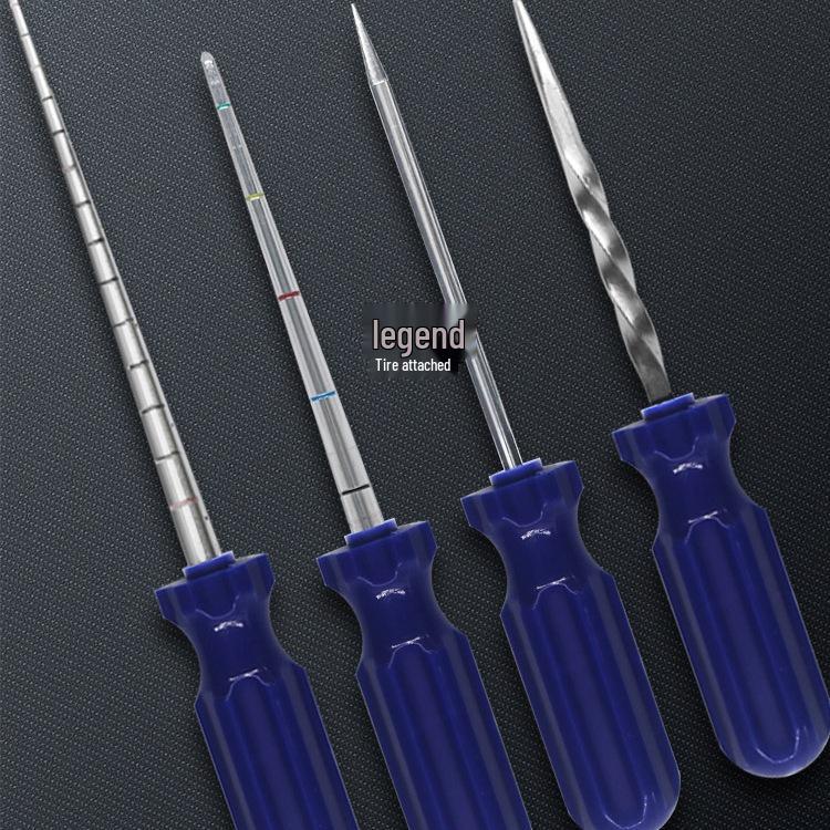 Tire Repair Kit: Spiral Applicator, Wound Detection Probe, Awl, Mushroom Plug Tool