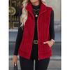 Grande Taille, Grande Taille Femme Côtelé -Doublé Chaud Poche Zippée Élégant Gilet Top