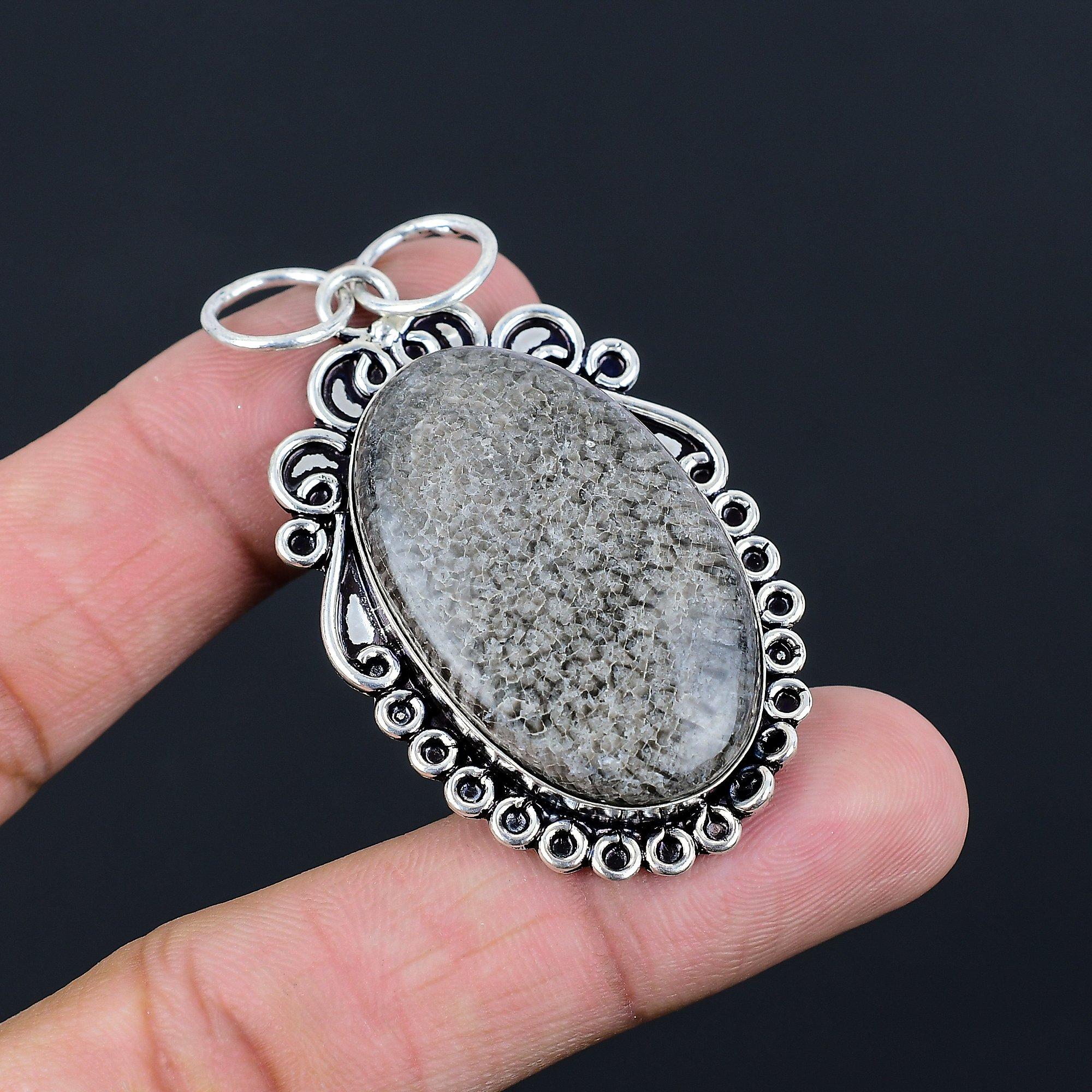 Stingray Coral Gemstone Sterling Silver Daughter Bezel Wedding Pendant Jewelry