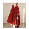 DIMANAF New 2026 Women Plus Size Summer Long Dress Sundress Loose Oversize Maxi Lady Floral Cotton Dress Solid