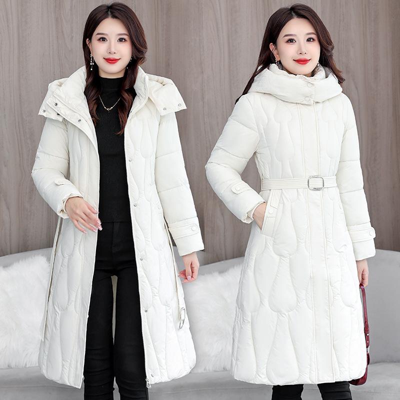 Winter New Style Figure-flattering Over Knee Medium and Long Cotton-padded Clothes 2025 Down Cotton Coat