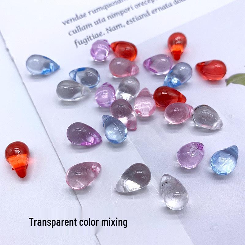 Electroplated Color Water Drop Pendant for DIY Earrings and Japanese Style Hairpin Ornaments. Transparent 100 pcs Pack (~200 pcs) прозрачный розовый