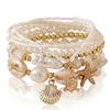 Boho Sea Turtle Starfish Cowrie Shell Charms Bracelet for Women Fashion Layered Pearl Beaded Bracelets Summer Beach Jewelry Gift