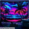 VIKAMA Neon Palm Tree Beach Tapestry Retro Tropical Wall Hanging Bedroom Gaming E-Sports Room Decor