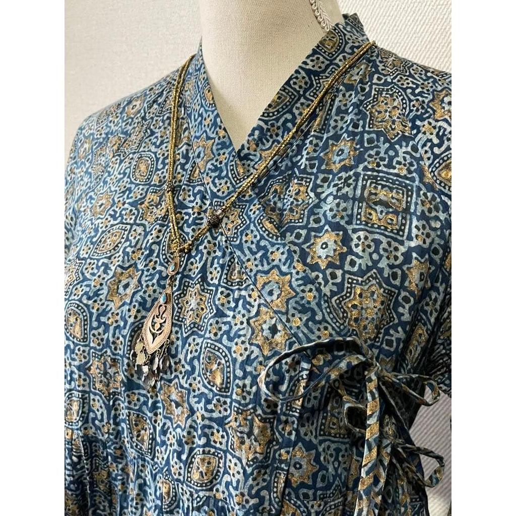 Used Kanno Textile Cache-coeur Dress Ajrakh India Indigo Dye