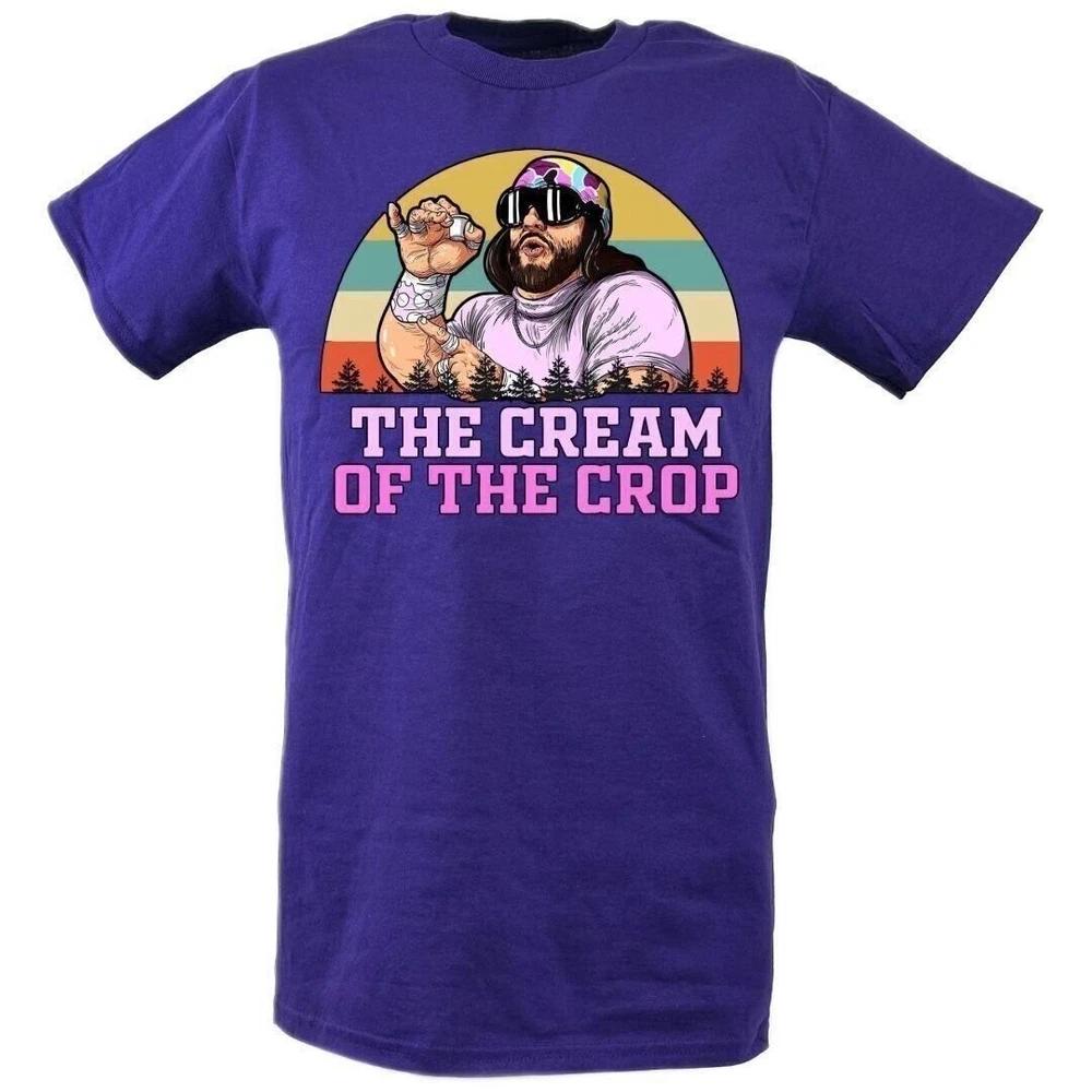 Macho Unisex Randy Savage Purple Logo Cream Crop Tshirt M