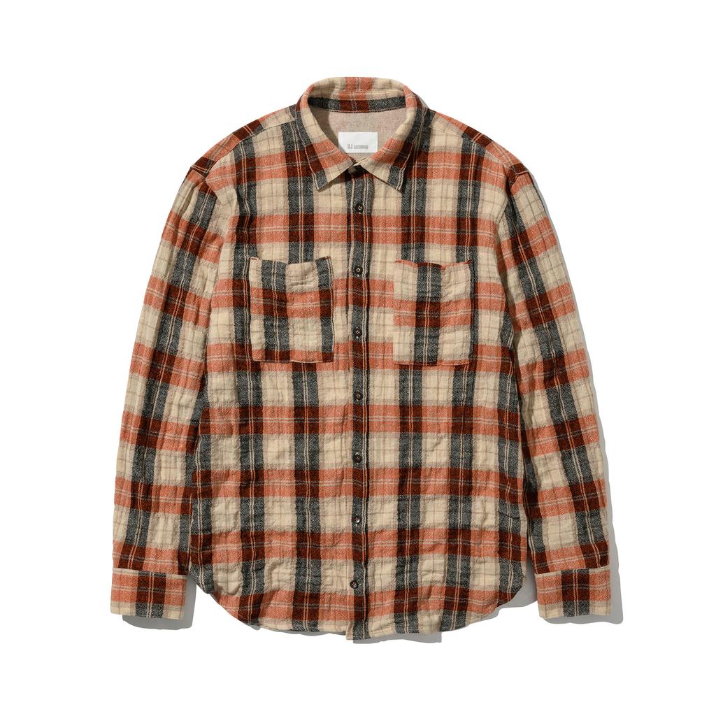 UJ BECOMING Wool Check Washed Shirt Orange