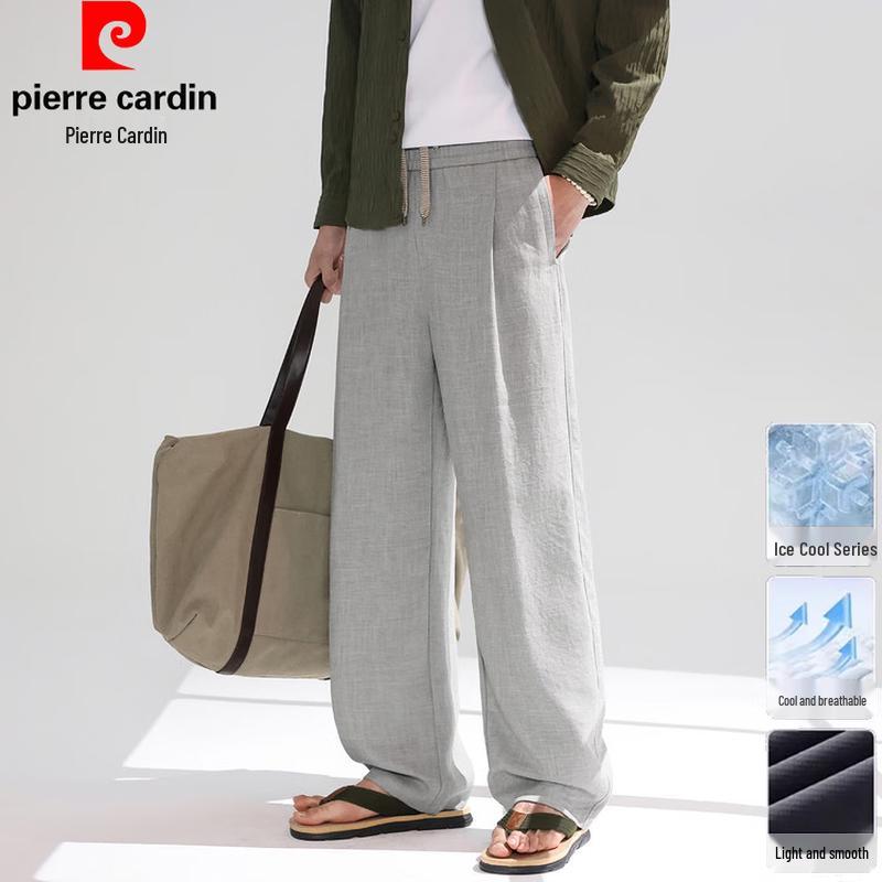Pierre Cardin Men's Linen Blend Straight-Leg Casual Pants