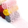 Buntes elastisches florales Spitzenband DIY Bekleidung Nähstoff 8cm breit Schwarz Weiß Rot Rosa Blau Lila Grün Gelb Spitzenband