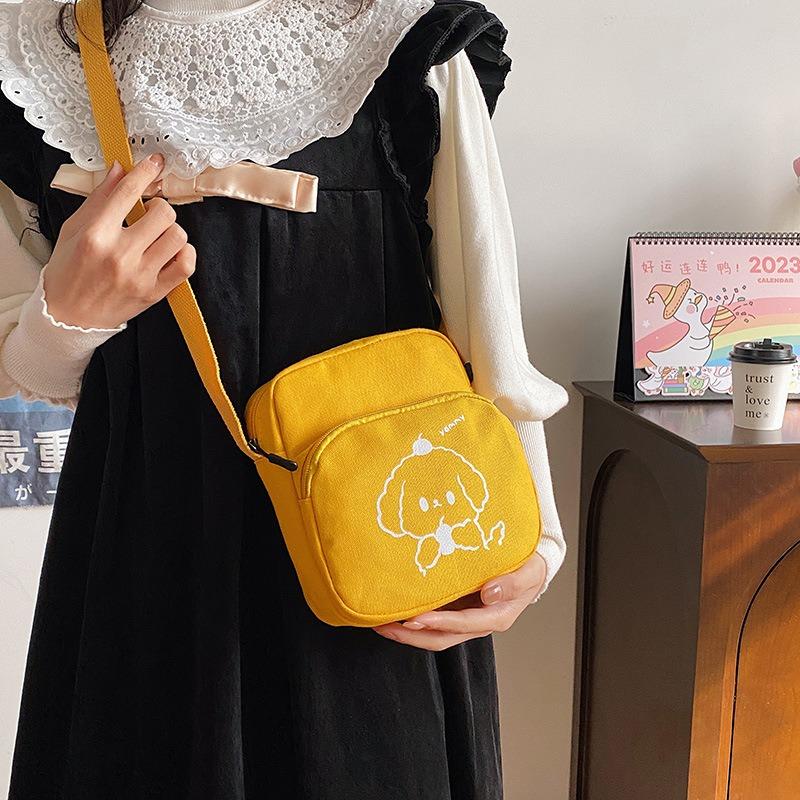Japonský Harajuku styl kreslená plátěná taška korejská minimalistická crossbody peněženka pro studenty
