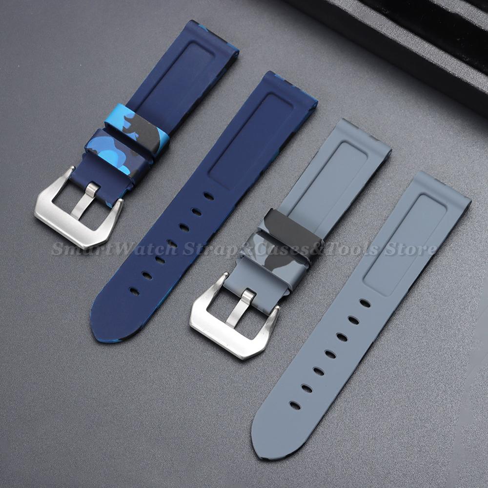 20/22/24/26mm Naht Sport Silikon Uhrenarmbänder für Panerai Weiches Bequemes Gummi Uhrenarmband Blau Schwarz Braun Zubehör