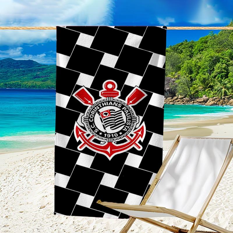 Sport Club Football Crest Printed Beach Towel, Super Soft Microfiber, Perfect Gift Birthday, for Pool, Beach, Travel, for family and friends