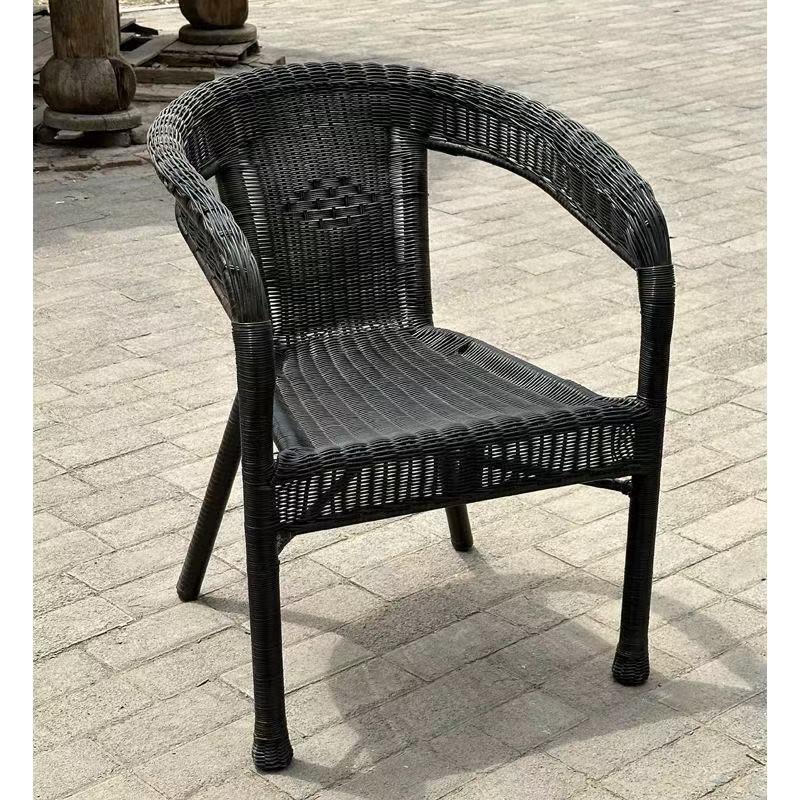 Ręcznie pleciony fotel rattanowy dla seniorów: Wytrzymałe krzesło wewnętrzne/zewnętrzne z oparciem na balkon i do wypoczynku