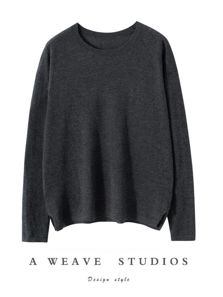 Women's Cashmere Round Neck Pullover Sweater - Autumn/Winter Long Sleeve, Loose Fit Knitwear