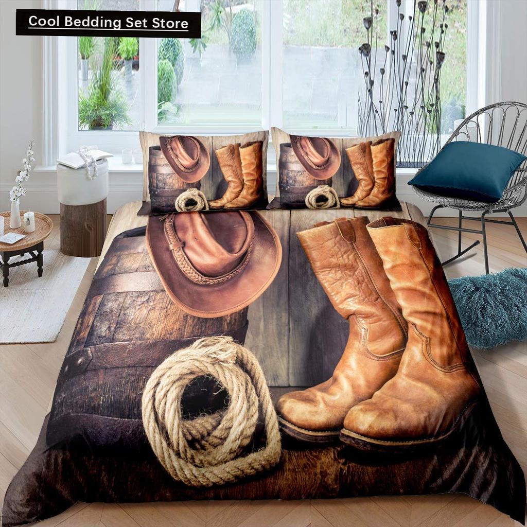 Westernowy Kowbojski Zestaw Pościeli King Queen w Stylu Vintage Rodeo Poszwa na Kołdrę Męska Młodzieżowa Chłopięca Koń Poszwa na Kołdrę Poliestrowa Poszwa na Kołdrę