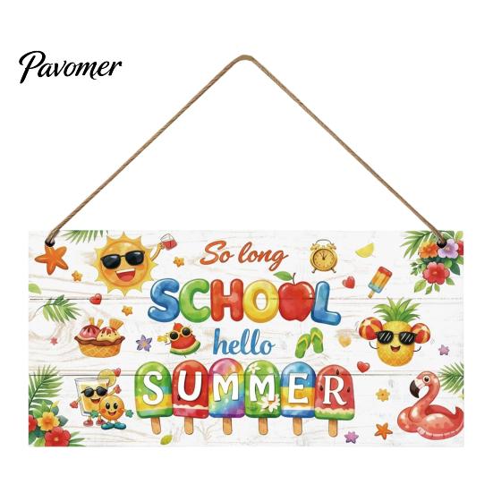 Wall Art for Porch Summer Wooden Hanging Sign, Beach Theme Welcome Sign Front Door Decor with Rope, Colorful Hanger Seasonal Farmhouse House