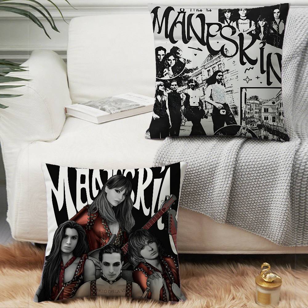 Maneskin Damiano David Vintage Pillow Case Square Pillow Bedroom Sofa Leisure Comfort Cushion Car Living Room Home Decoration
