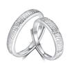 Pave Set Zircon Minimalist Wave Adjustable Couple Rings 925 Sterling Silver Jewelry With Customized Name