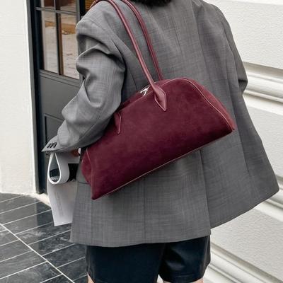 Imitation Suede Bag Shoulder Bag Premium Sense Retro Commuter Large Capacity Cowhide Bag Handbag