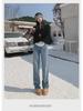 Women's High-Waist Wide-Leg Jeans with Velvet Lining - Autumn/Winter Slim Fit, Thick, and Warm Straight Trousers