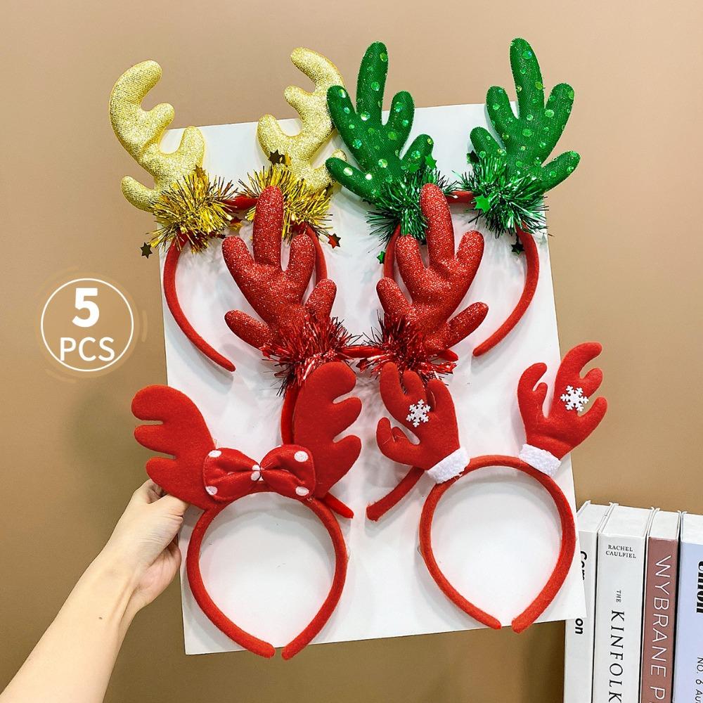 5PCS Santa's Hat Christmas Hair Hoop Snowman New Year Hairband Cute 2025 Headband  Prom Props