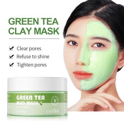 100g Čisticí maska ​​ze zeleného čaje, Hydratační bahenní maska ​​proti akné, Exfoliační akné, Přírodní vyživující ingredience