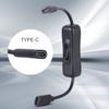 Type C Extension Cable Wire with Power Switching Button, 480Mbps Data 5V3A Charging Cord for LED Light Fan Lamp Black