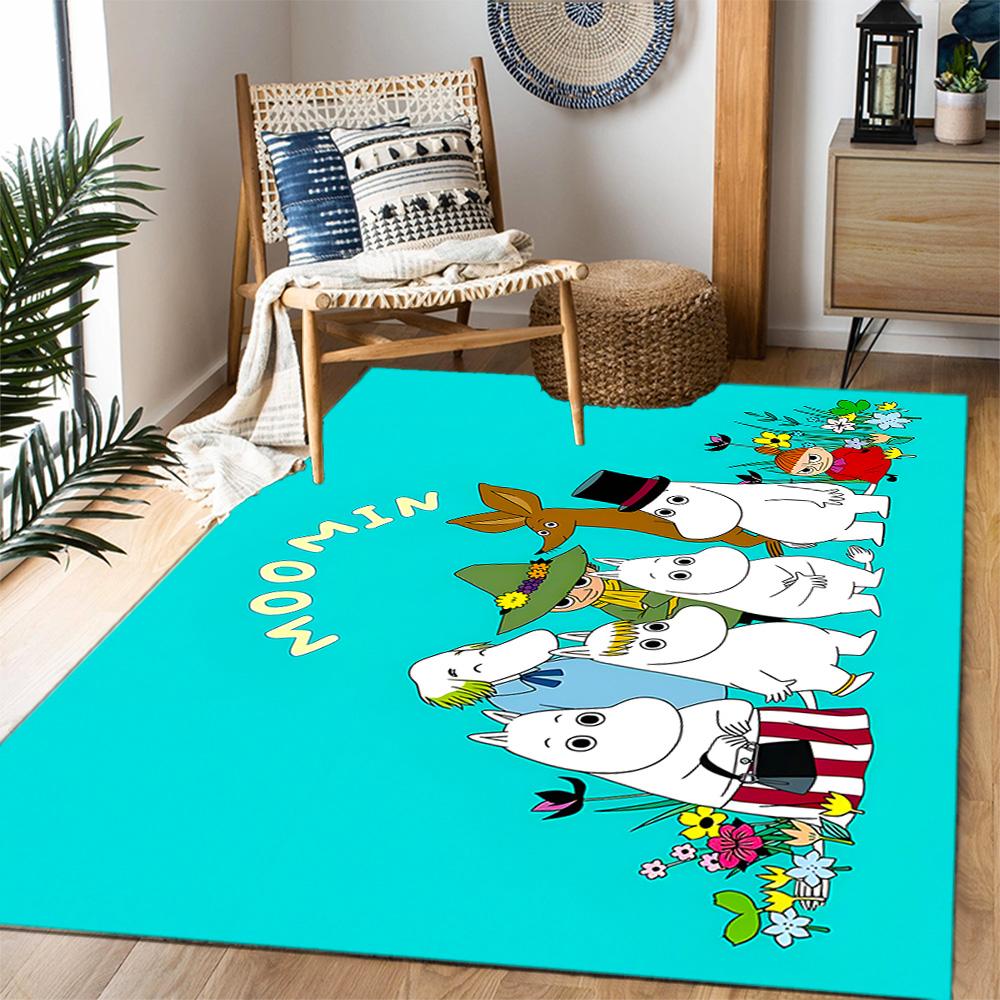 Tappeti Antiscivolo a Tema Avventura della Famiglia Moomin - Arredamento per la Casa in Poliestere, Adatti per Camere da Letto, Soggiorni, Ingressi, Studi e Decorazioni