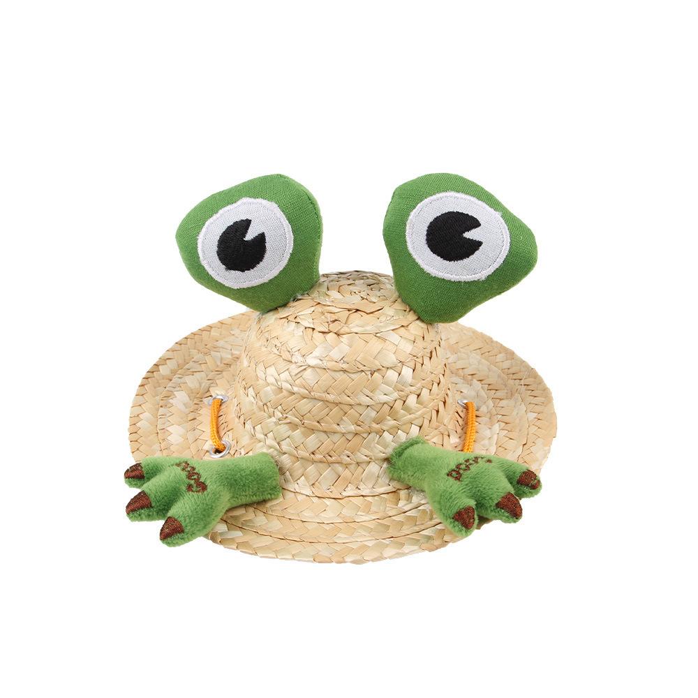 Pet act cute straw hat, cute doll hat spring and summer sunshade into funny pet hat