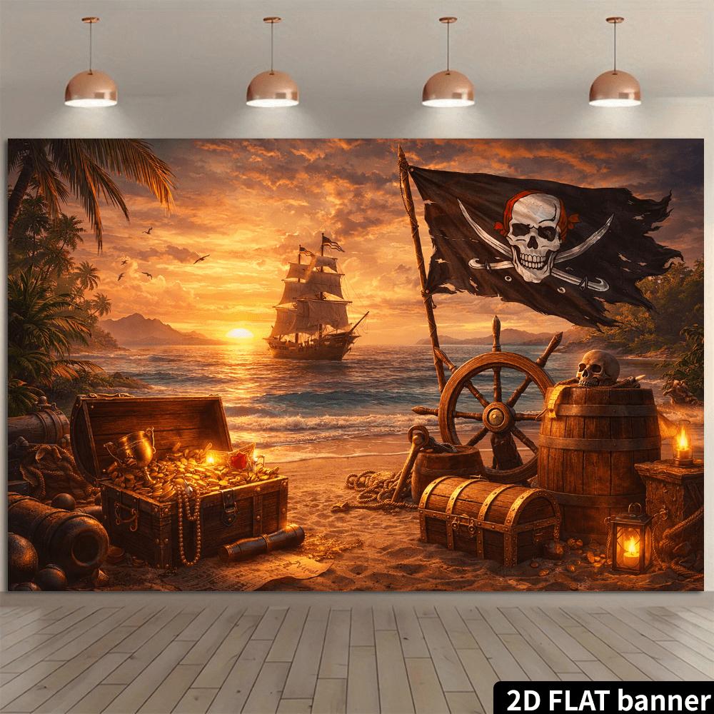 The Caribbean island background material is durable and reusable, and is suitable for birthday parties and festival celebrations