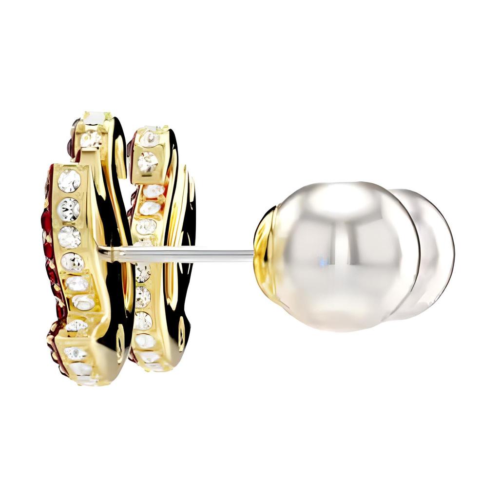 Swarovski Swan Embedded Decoration Imitation Crystal Gold-Plated Imitation Pearl Earrings Women Earrings Red 5677597