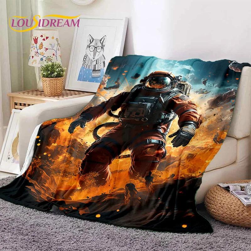 Astronaut Dream Universe Spaceman 3D Outer Space Cartoon Soft Blankets,Throw Blanket for Picnic Beds Home Bedroom Cover Kid Gift
