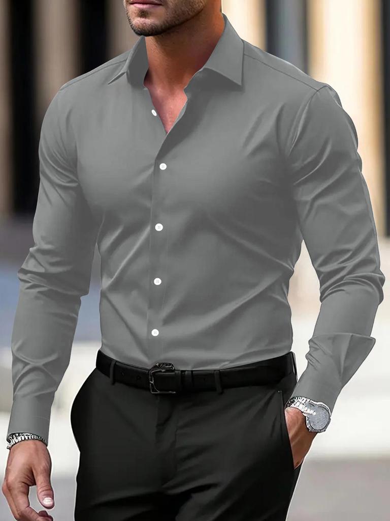 Men's Long Sleeve White Formal Shirt - Slim Fit, Plus Size, Business & Workwear Options Available