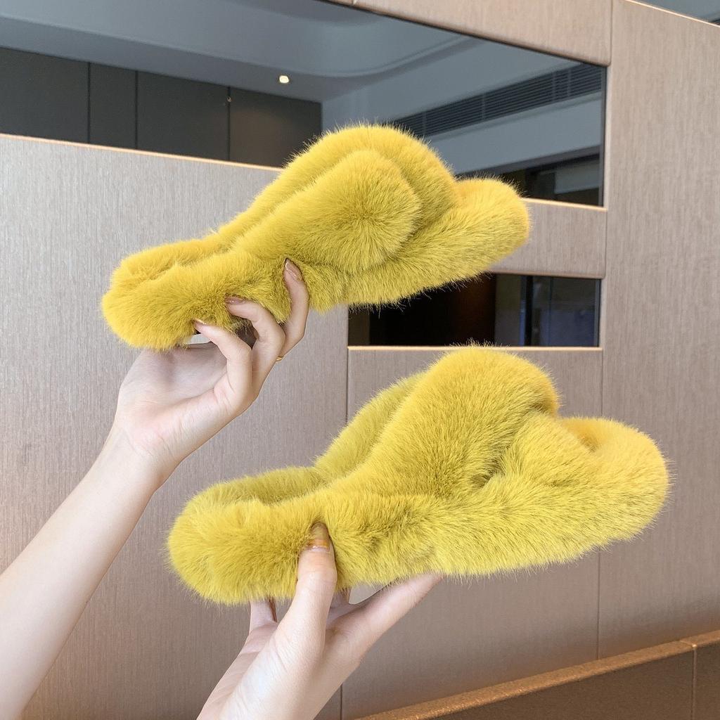 New Home Cotton Slippers Cross 2025 Trendy Ins Muffin Thick Bottom Internet Celebrity Spring and Autumn Fluffy Slippers Women's Wear