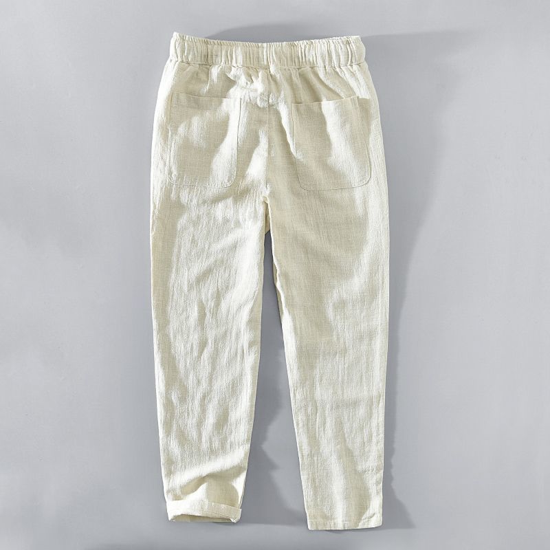 

Linen Pants for Men In Summer, Cotton and Linen Loose and Thin Pants, Breathable and Ankle Tied Casual Pants, 9-inch Straight Leg Pants XL білий