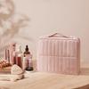 1pc Large Capacity Standing Cosmetic & Travel Organizer Case with Padded Fill - Heavy-Duty Nylon Makeup Brush Holder