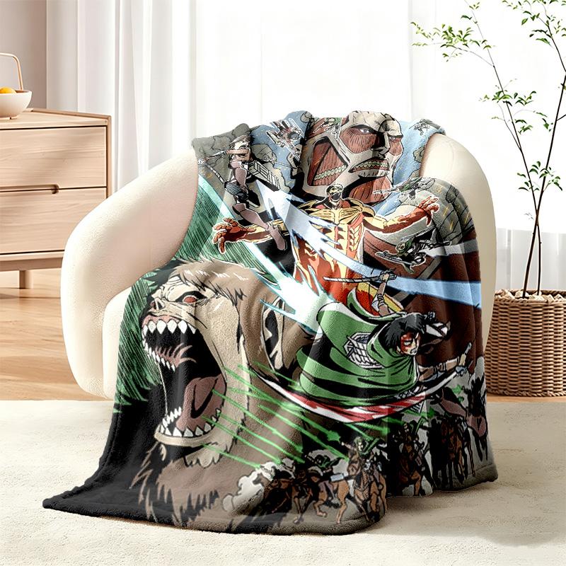 Coperta Attack on Titan Coperta in Flanella Morbida Accogliente Peluche Coperta da Divano Letto Leggera Decorazione per la Casa