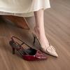 2025 Summer Sandals Temperament High Heels French Stiletto Pointed One-word Buckle Beautiful Bag Head Empty Stiletto Single Shoes