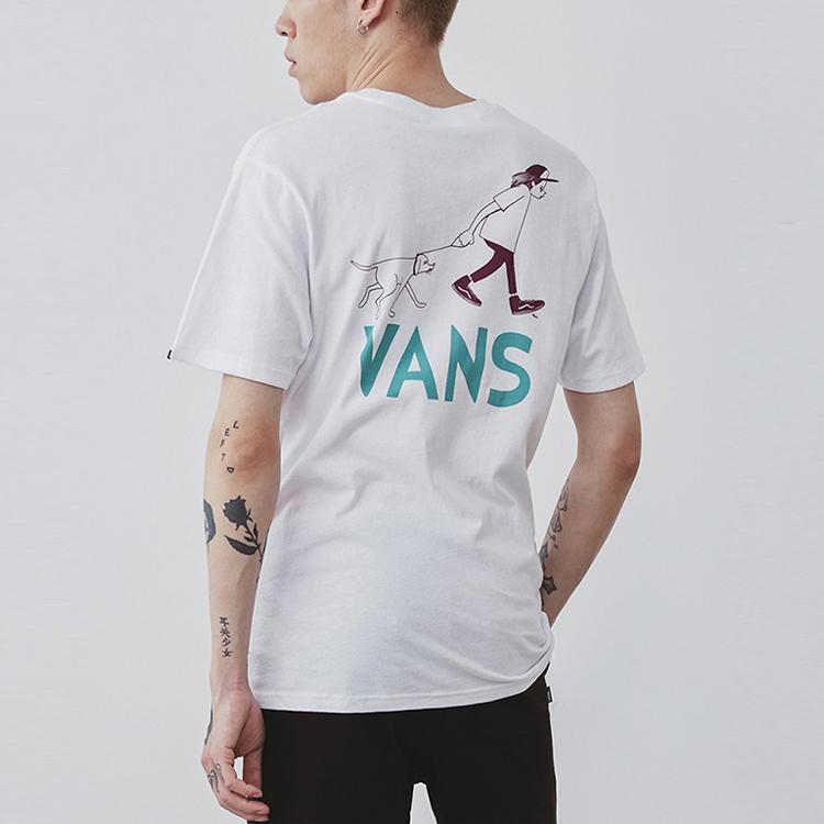 Vans Sport Casual Printed Round Neck Short Sleeve T-Shirt Men Tops White VN0A4MRBWHT1