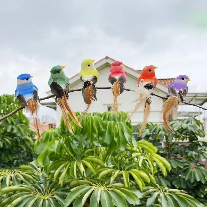 12-60PCS Artificial Bird Decor Green Plant Home Ornaments Party Wedding Floral Arrangements Garden Landscape Decorations