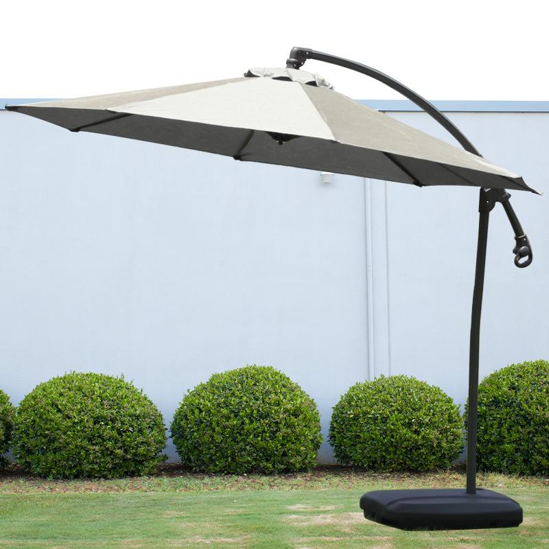 Sunshade Parasol Outdoor Banana-Shaped Patio Large Promotional Market Stall Beach Umbrella Base Satin Vinyl Alloy Sun Protection