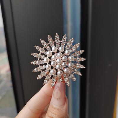 Fashion Pearl Diamond Brooch, High-End Exquisite Women'S Blazer Corsage Pin Accessories