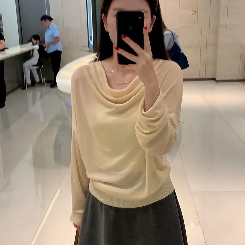 Großgröße schwingender Kragen One-Shoulder Langarm Strickpullover Damen Herbst Neu Fett MM faul und dünn Temperament Oberteil