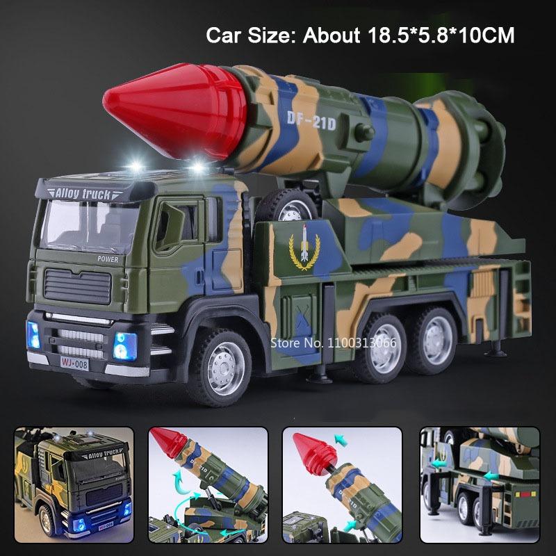 1:32 Missile Vehicle Rocket Launcher Model Toys Metal Diecast Pull Back Doors Opened Exquisite Military Models Birthday Gifts