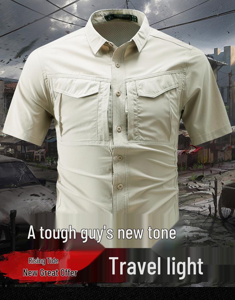 Men's Multi-Pocket Quick-Drying Breathable Workwear Shirt for Spring/Summer 2026