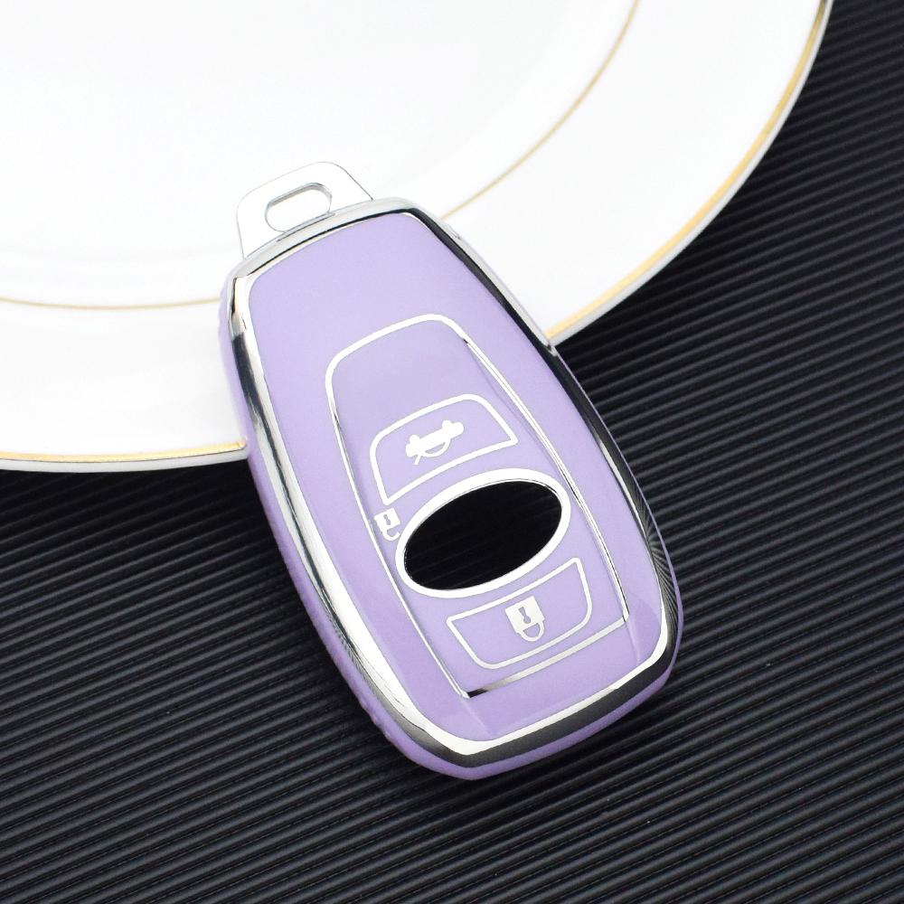 

Чехол для автомобильного ключа с 3 кнопками, держатель для брелока для Subaru BRZ XV SV Forester Legacy Outback Crosstrek Impreza WRX Ascent, аксессуары фиолетовый